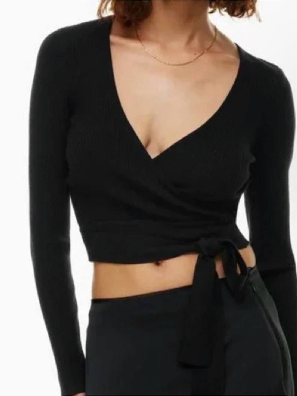 Aritzia Wilfred All Tied Up Wrap Sweater Top Black 2xl